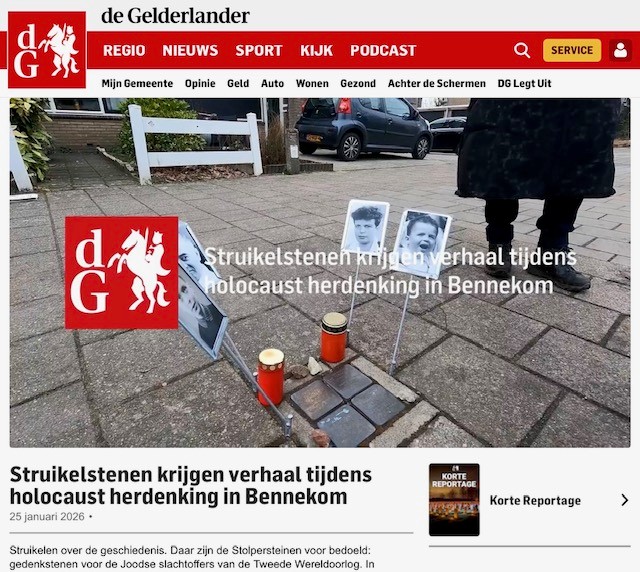 2026 Stolpersteine Holocaust herdenking Gelderlander