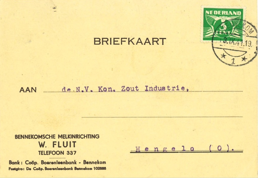 W. Fluit briefkaart voor